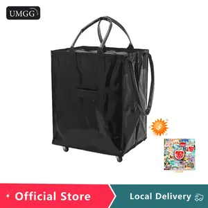 Oversized Roller Tote Bag with Zipper - Black + Free DIY Sticker Gift Canvas Shopper Folding