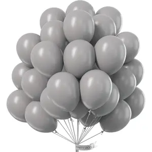 Gray Balloons 50 pcs 12 Inch Matte Grey Latex Helium Balloons for Shower Gender Reveal Graduation Woodland Wedding Anniversary Elephant Birthday Party Decorations Gray-Y71