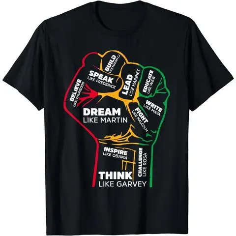 100% Cotton Inspiring Black Leaders Power Fist Hand Black History Month T-Shirt[100% Cotton] Golf Gift T-Shirt For Men And Women