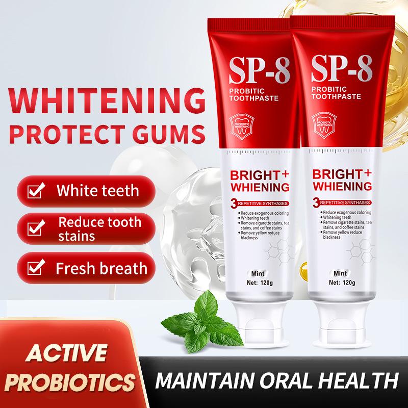 3pcs SP-8 Toothpaste gently whitens teeth, fights bacteria, and ensures long-lasting freshness and oral balance.