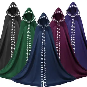 New Lace Trim Hooded Cape Cloak Shawl Medieval Renaissance Halloween Cosplay Costume