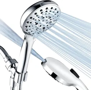 BRIGHT SHOWERS High Pressure Shower Head with Handheld, 9 Spray Settings Showerhead Built in Power Wash, Extra Long 69" Hose, Adjustable Bracket
