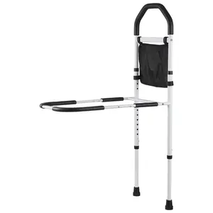 VEVOR Bed Rail for Elderly, Bedside Assist Rails with Supporting Leg and PU Handrail, Adjustable Height Carbon Steel Pipe Bedside Cane, Bed Bars for Seniors & Patients, Fits King, Queen, Full, Twin