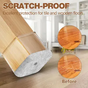 1" x 1.5" Rectangle Chair Leg Protectors for Hardwood Floors Silicone Covers to Protect Wood Tile Floors Felt Pads Furniture Leg Caps Reduce Noise.Easy to Move. 12 PCS Clear. Visit the CHWM Store