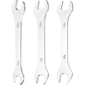 3pcs Thin Open End Wrenches SAE, 3/8x7/16, 1/2x9/16, 5/8x11/16 Inches, Slim Wrench Tool for Tight Spaces Repair