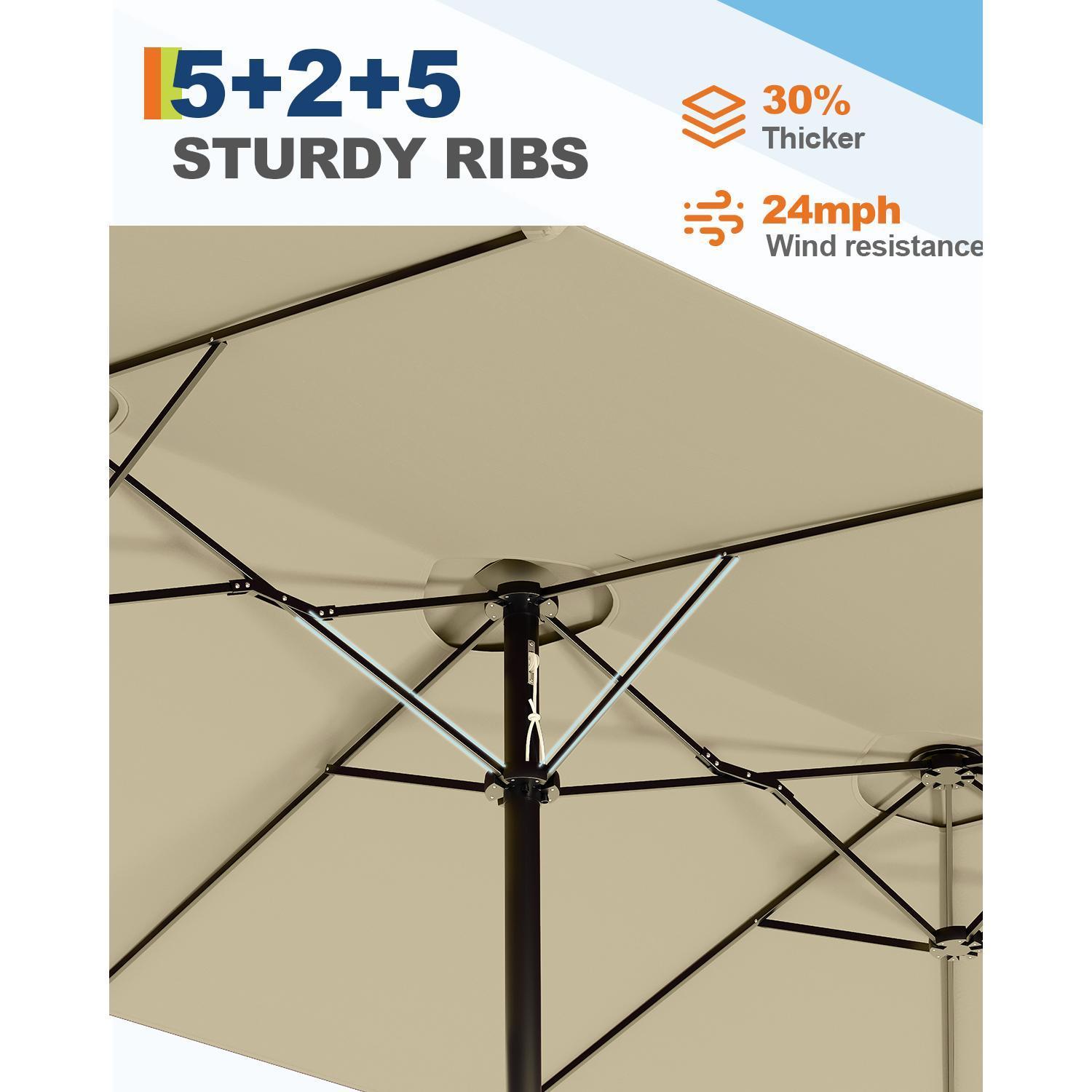 Extra Large 13ft Double-Sided Patio Umbrella, Heavy Duty Windproof Waterproof Rectangular Market Umbrella, Easy Crank Outdoor Shade Canopy for Poolside, Lawn & Backyard
