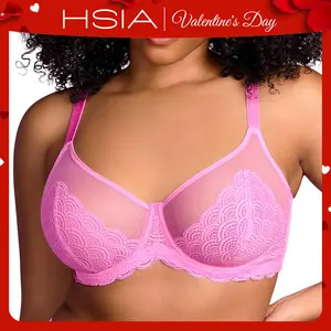 Live HSIA Mermaid Scales Plus Size Lace Mesh Unlined Full Coverage Underwire Bra