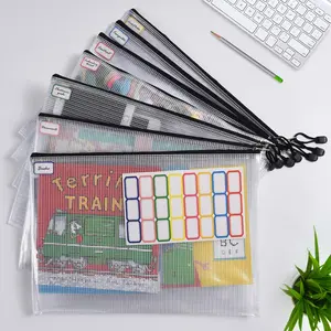 Set of 12pcs Zipper File Bag, Transparent Plastic Wallet Folder, Waterproof Travel Storage Organizer for School Supplies, Bills, Cosmetics, Stationery & Accessories, Black