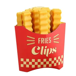 Fries Clips: 12 Cute French-Fries-Shaped Bag Clips to Seal Opened Food Packages | Fun Bag Clips for Food in a Magnetic Box to Always Be at Hand | Cute Kitchen