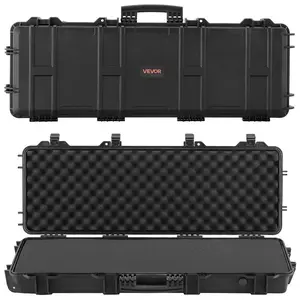 summervibes 40-in Large Size Hard Plastic Gun Storage Case, Lockable with Pre-cut Foams, Wheeled, IP67 Waterproof Dustproof, Movable Large Storage Compartment for Shotguns, Airsoft Guns, Black