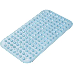 1pc Clear Blue Bath Tub Shower Stall Mats 27.6x15Inch Non-Slip and Latex Free, Bathtub Mat with Suction Cups, Machine Washable Bathroom Mats with Drain Holes, Bath Mat Floor Mat, Home Decor, Bathroom Accessory
