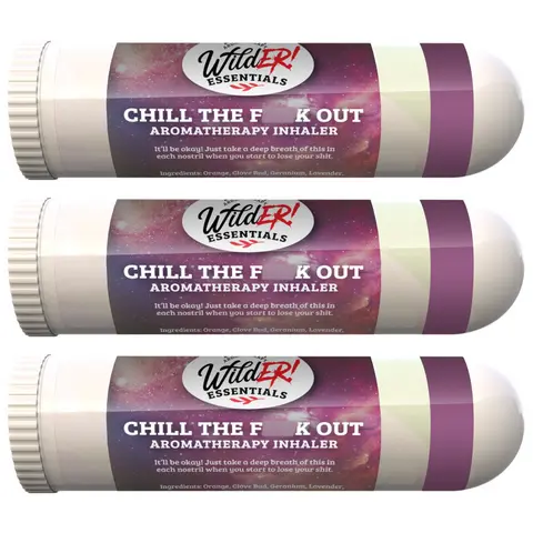 Wild Essentials 3 Pack of Chill The F Out Aromatherapy Nasal Inhalers Made with All Natural, Premium Grade Essential Oils to Help Calm Your Spirit - Relaxing