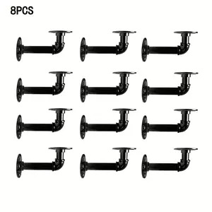 Premium 8-Pack Heavy Duty Pipe Shelf Brackets, Thickened Matte Black Metal Iron Floating Shelving Hardware, Vintage Industrial Steampunk Wall Hanging Decor Brackets, Sturdy DIY Shelves Storage Solution for Living Room Garage