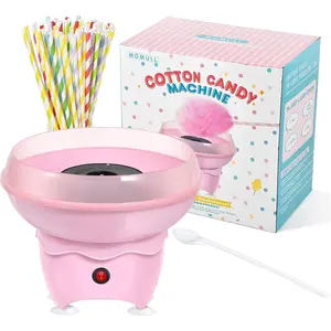 Mini Cotton Candy Machine Maker for Kids Pink Vintage Candy Maker for Christmas Gift Home Birthday Family Party Includes 20 Cotton Candy Sticks & Sugar Scoop