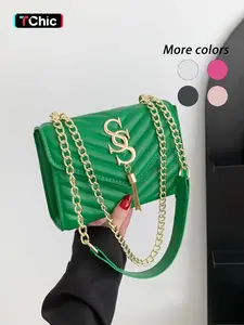 Women's Fashionable Chain Strap Crossbody Bag, Casual Versatile Solid Color Shoulder Bag for Daily Used, Trendy All-match Commuter Bag, Chic Chain Crossbody, Casual Crossbody Bags