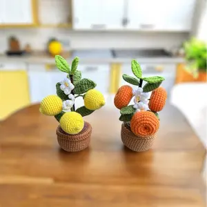 Handmade Crochet Lemon And Mandarins Tree In Pot