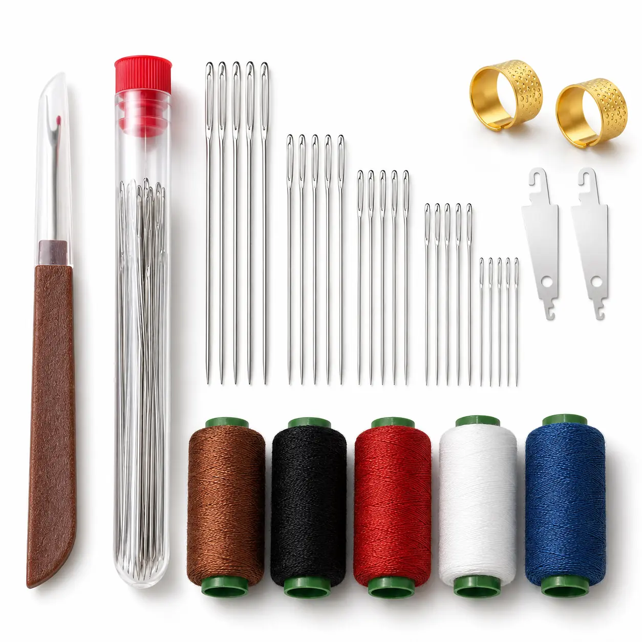 36PCS Sewing Repair Kit with Assorted Needles, Threads, Needle Threaders, Thimbles & Seam Ripper, Portable Hand Sewing Mending Kit for Clothing Repair, DIY Crafts, Home & Travel