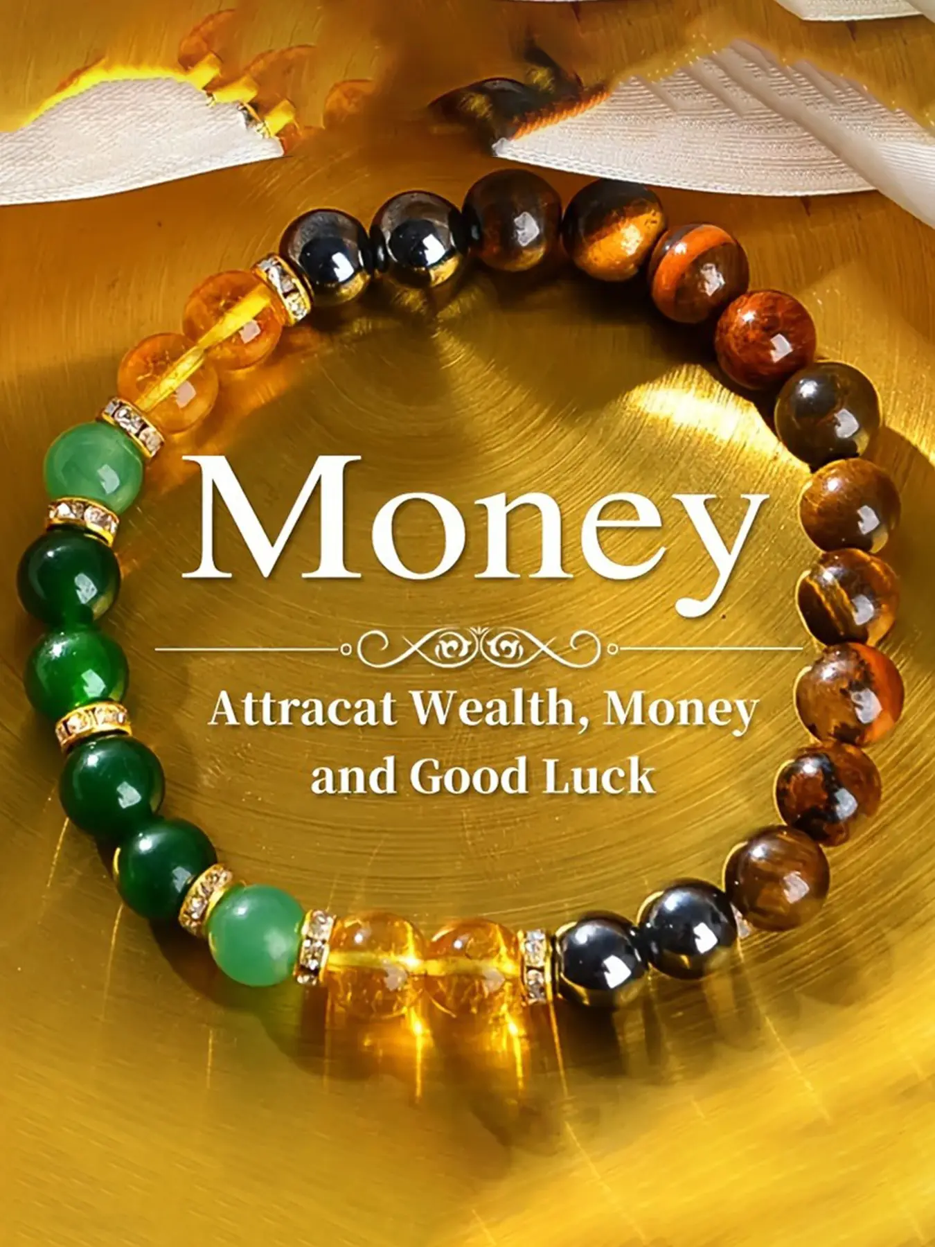 Money Lucky Stress Relief Beaded Elastic Jewelry, Premium Bracelet, Stretchy Bracelets, Perfect Valentine Gift for Mom & Women, Vacation & Daily Wear Couple Handmade Accessory, Trendy Jewellery Accessories