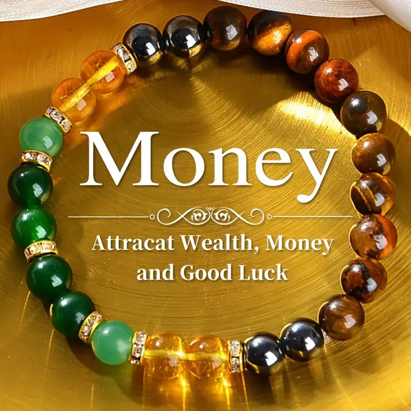 Money Lucky Stress Relief Beaded Elastic Jewelry, Premium Bracelet, Perfect Valentine Gift for Mom & Women, Vacation & Daily Wear Couple Handmade Accessory, Trendy Jewellery Accessories, Beaded Jewelry Bracelets