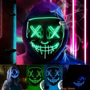 Halloween Glowing LED Mask, Suitable for Photo Parties and Costume Props, Includes Driver