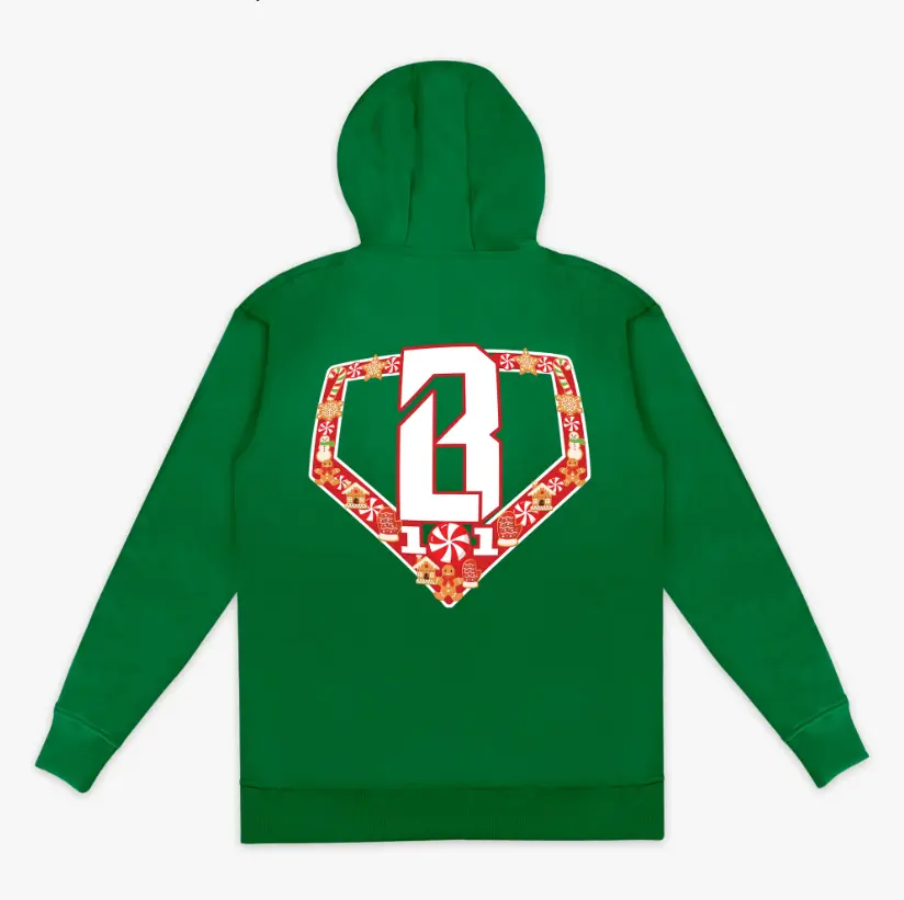 BL101 Holiday Home Plate Hoodie, Baseball Lifestyle 101 Christmas Graphic Sweatshirt, Festive Baseball Pullover, Winter Streetwear