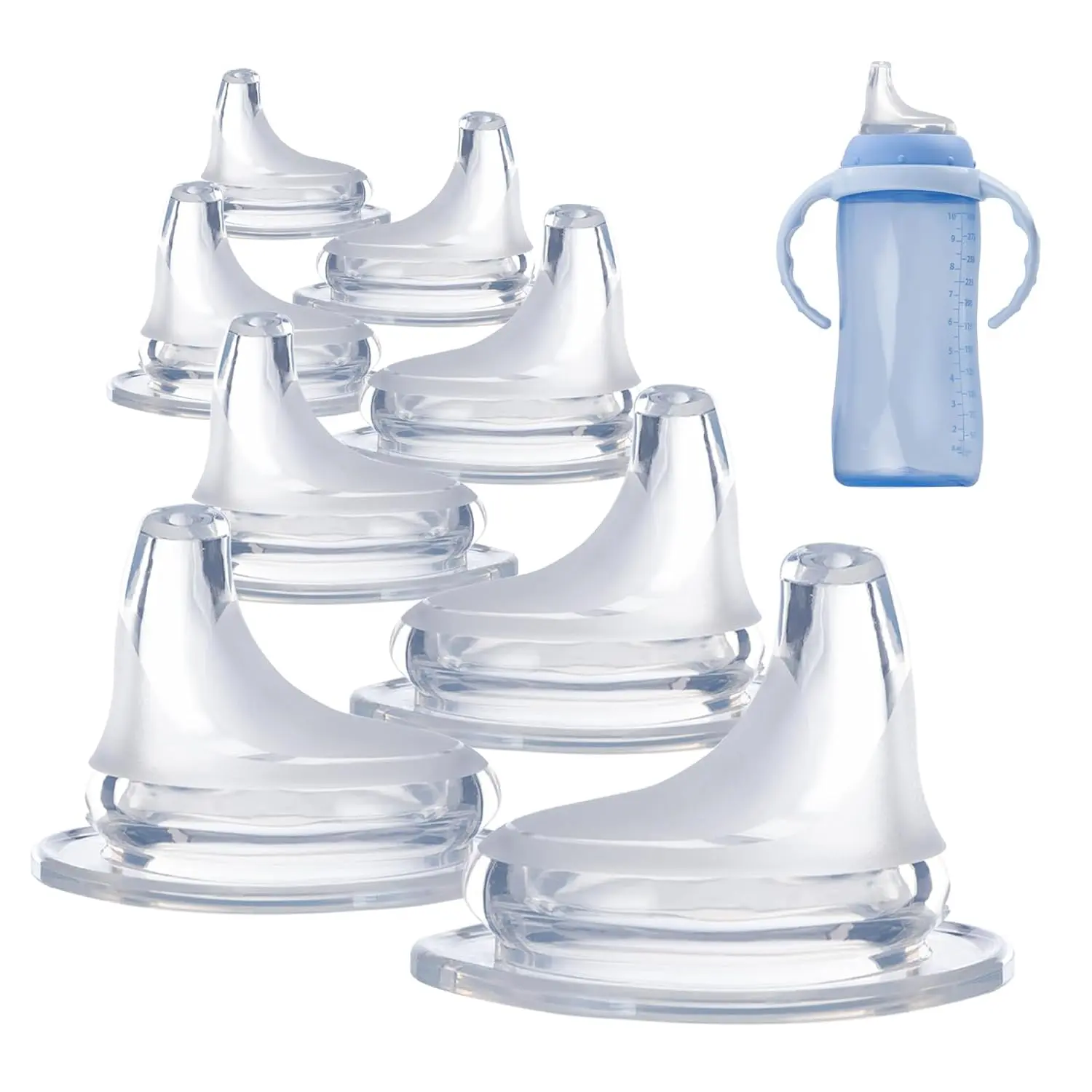 8 Pack Replacement Silicone Spout Compatible with NUK, Soft Spout Replacement for NUK Active and Learner Cups, Easy Transition from Bottle to Cup, No Spill for Sippy Cup Nipples