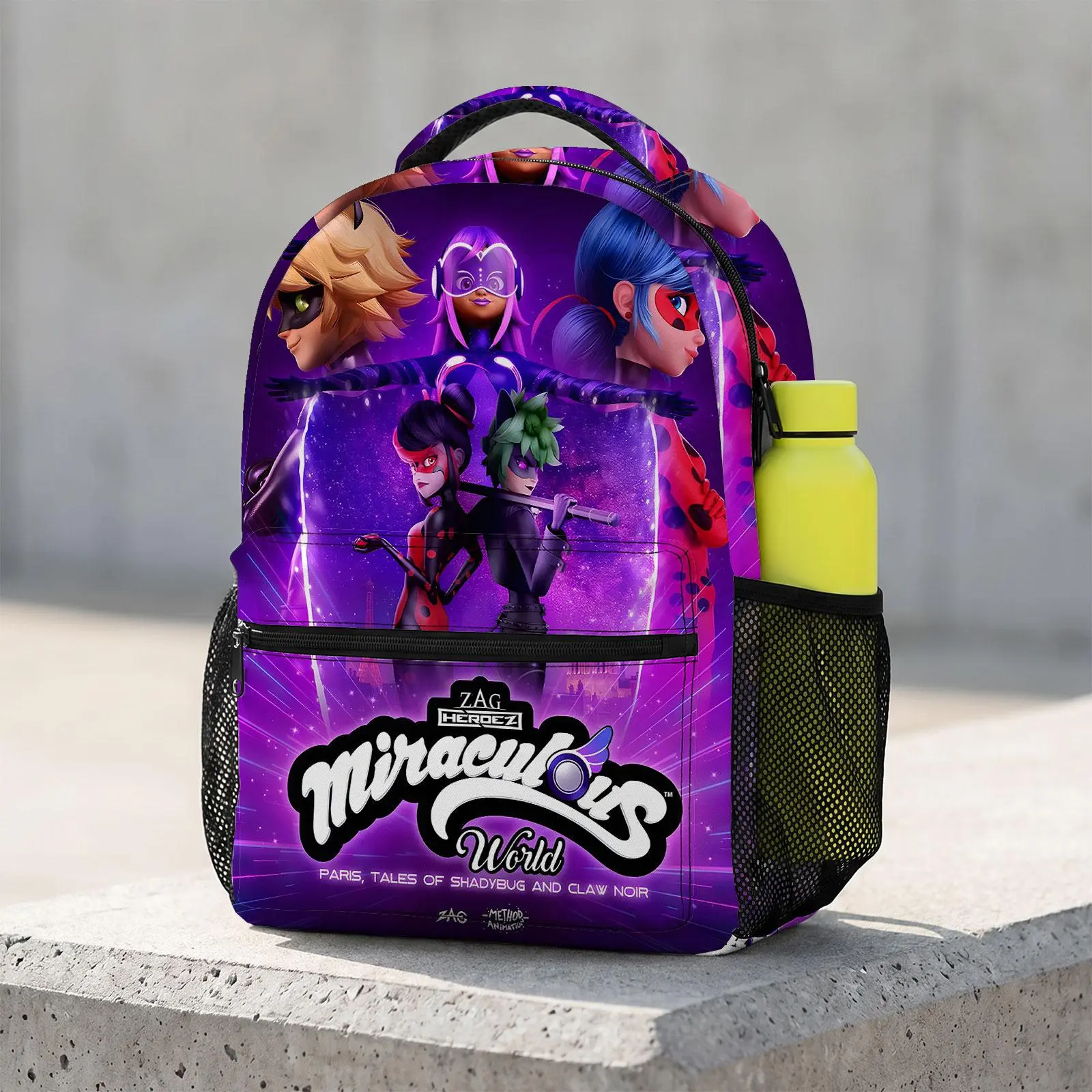 Miraculous-Ladybug Cute Cartoon Animal School Bag with Laptop Sleeve | Comfort Padded Print Backpack | Anti-Slip Lightweight Travel Pack for Students