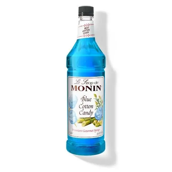 Monin Blue Cotton Candy Flavored Syrup - Premium Gourmet Cane Syrups & Concentrates for Beverage, Drinks & Desserts - 750ml Bottle