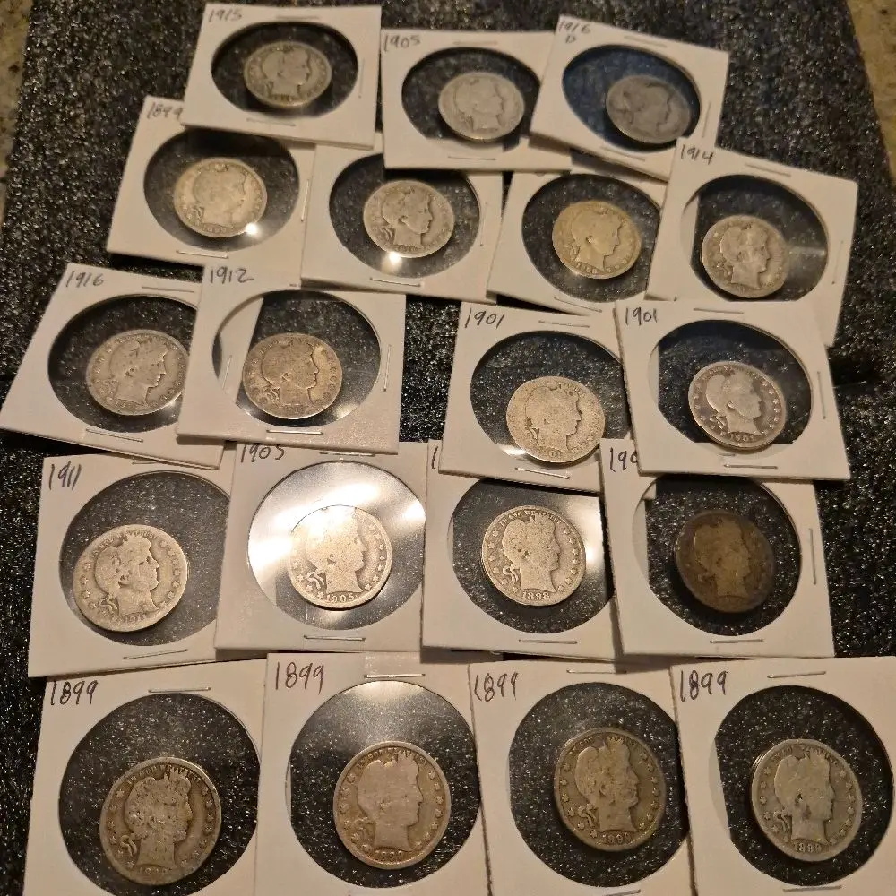 silver barber quarter circulated condition 1 piece