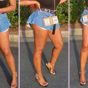 Butterfly Dark Blue Denim Shorts with Pockets from the Couture Vault