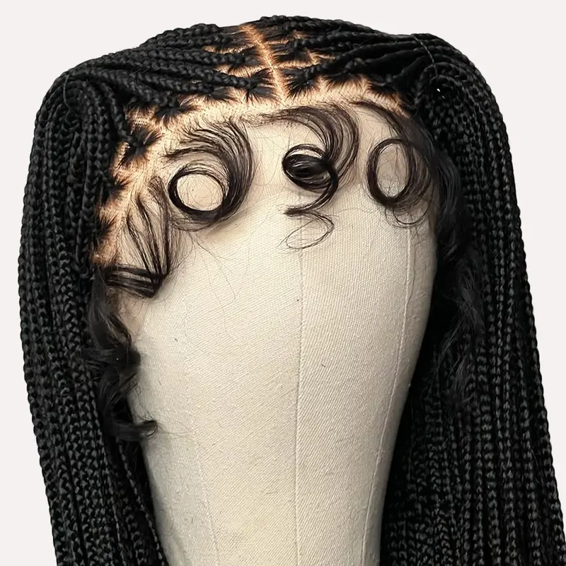 DOSAY 36 Inch Synthetic Knotless Box Braid Wig for Women, T4/27/613 Blonde Natural Scalp Full Lace Cornrow Base Goddess Braids with Baby Hair,  Adjustable Strap, Lightweight Protective Wig