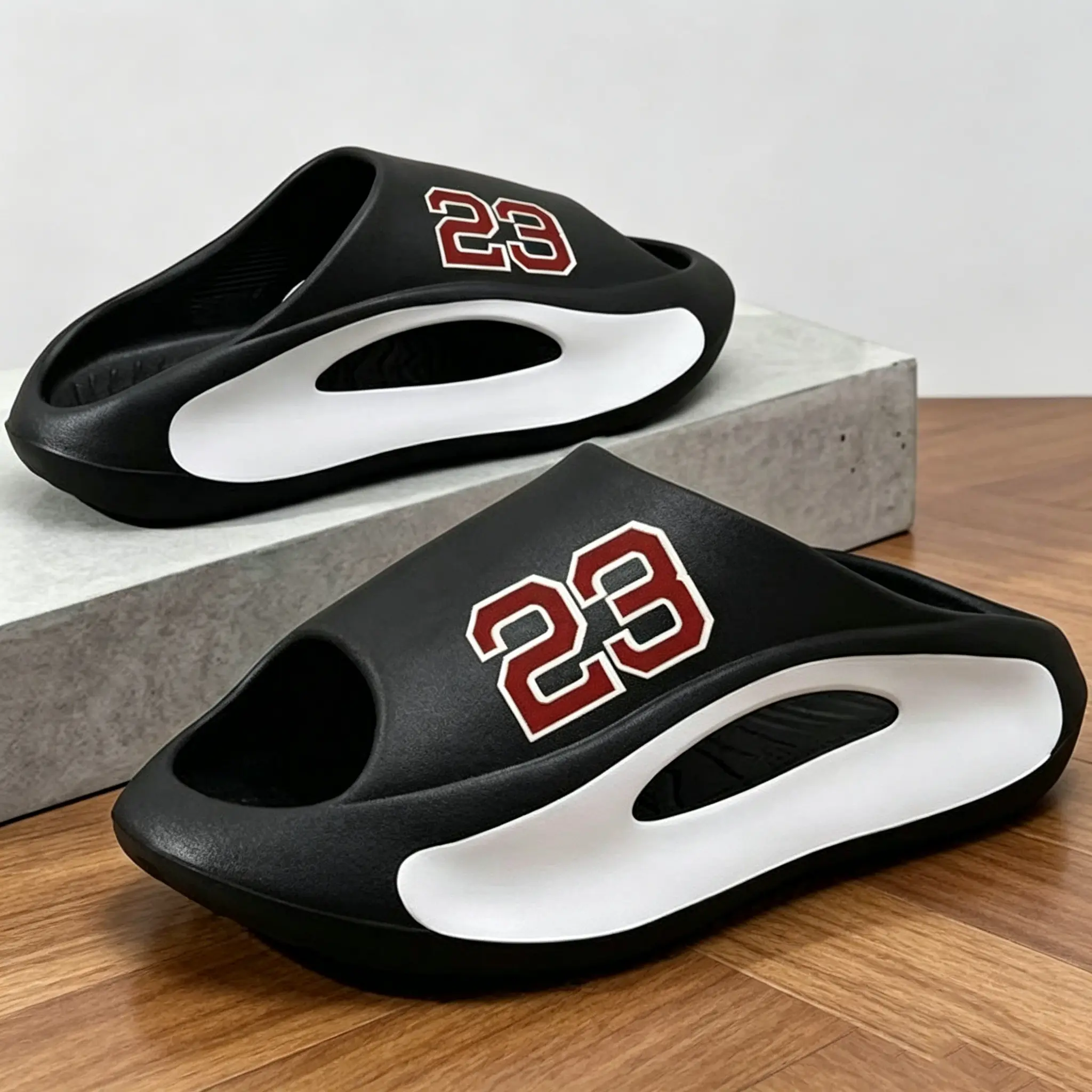 Men's Minimalist Slip-On Breathable Cloud-Like Fashion Slippers - Thick Sole, Anti-Slip Ankle Slides for Vacation, Everyday Wear