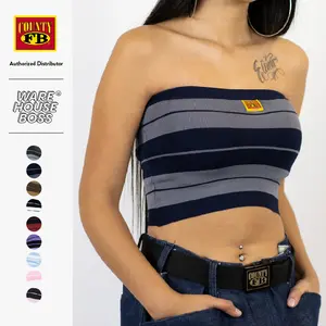 FB COUNTY Women's Charlie Brown Tube Top FBCOUNTY Tank Top Shirt Stretchy Casual Tube Top Tank Tops Striped Two Toned Summer Dance Pool Party Hip Hop Harem