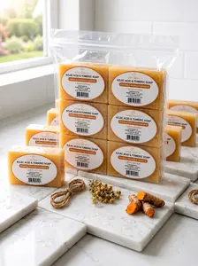 Kojic Acid and Turmeric Soap, Natural Brightening Cleanser for Daily Facial & Body Use (6 Bars)