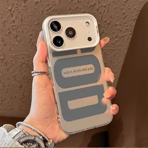 Minimalist Gray Letter Proverb Pattern TPU Smartphone Casing, Stylish Camera Protection, Shockproof Anti-Drop Durable Cellphone Case for iPhone 17 Air, 16 Pro Max, 15, 14 Plus, 13, 12, 11, XR, XS - Handheld Phone Accessories
