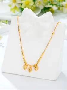 1pc 24K Golden-Plated Heart Pendant Chain Dangling Charms Necklace for Women, Perfect for Daily Wear, Weddings, Evening Events, Mother's Day Gift, Valentine's Day Jewelry, Southeast Asian Style