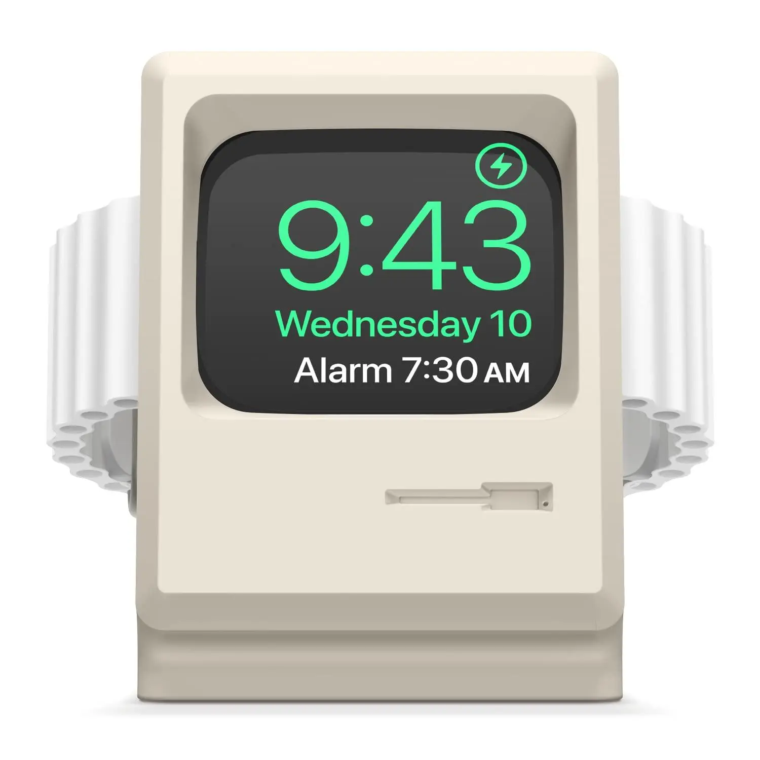 [elago Official] W3 Stand for Apple Watch Ultra 1-4, Series 1-12 and SE 1-3, Retro Computer Silicone Charger Holder, Nightstand Mode