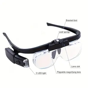 Rechargeable LED Magnifying Glasses with Interchangeable Acrylic Lenses Offering 1.5X to 4.5X Magnification, Complete with a Storage Pouch. Perfect for Detailed, Reading, Crafting, Engraving, Repairs, Soldering, And Evaluating Jewelry
