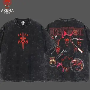 Darth Maul villain Vintage Retro wash T-shirt, Double-Sided Graphic Tee, Soft Wearable Gift, Movie Lovers Graphic Tee, Vintage Streetwear for Daily Fit, Movie Superhero Lover, Y2K,MCU, O7T