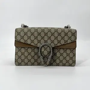 Pre-owned GUCCI Canvas Shoulder Bags GG Supreme Monogram Medium Dionysus Taupe