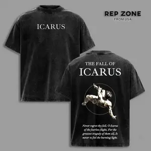 Icarus Oversized Streetwear T-Shirt, Vintage Washed Art Graphic Tee, Greek Mythology Retro Shirt, Unisex Soft Cotton Top