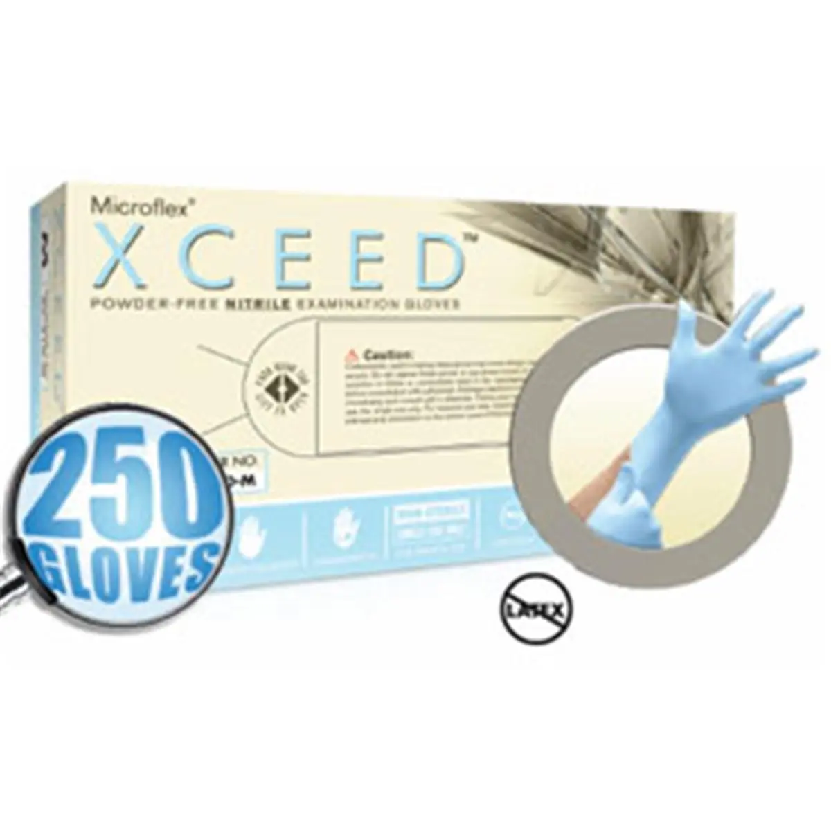 Microflex XC310S Xceed Powder-Free Nitrile Examination Gloves, Small, 250 Gloves