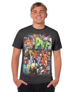 Marvel T-Shirt Mens Comics Logo Superheroes Captain America Spider-Man Hulk