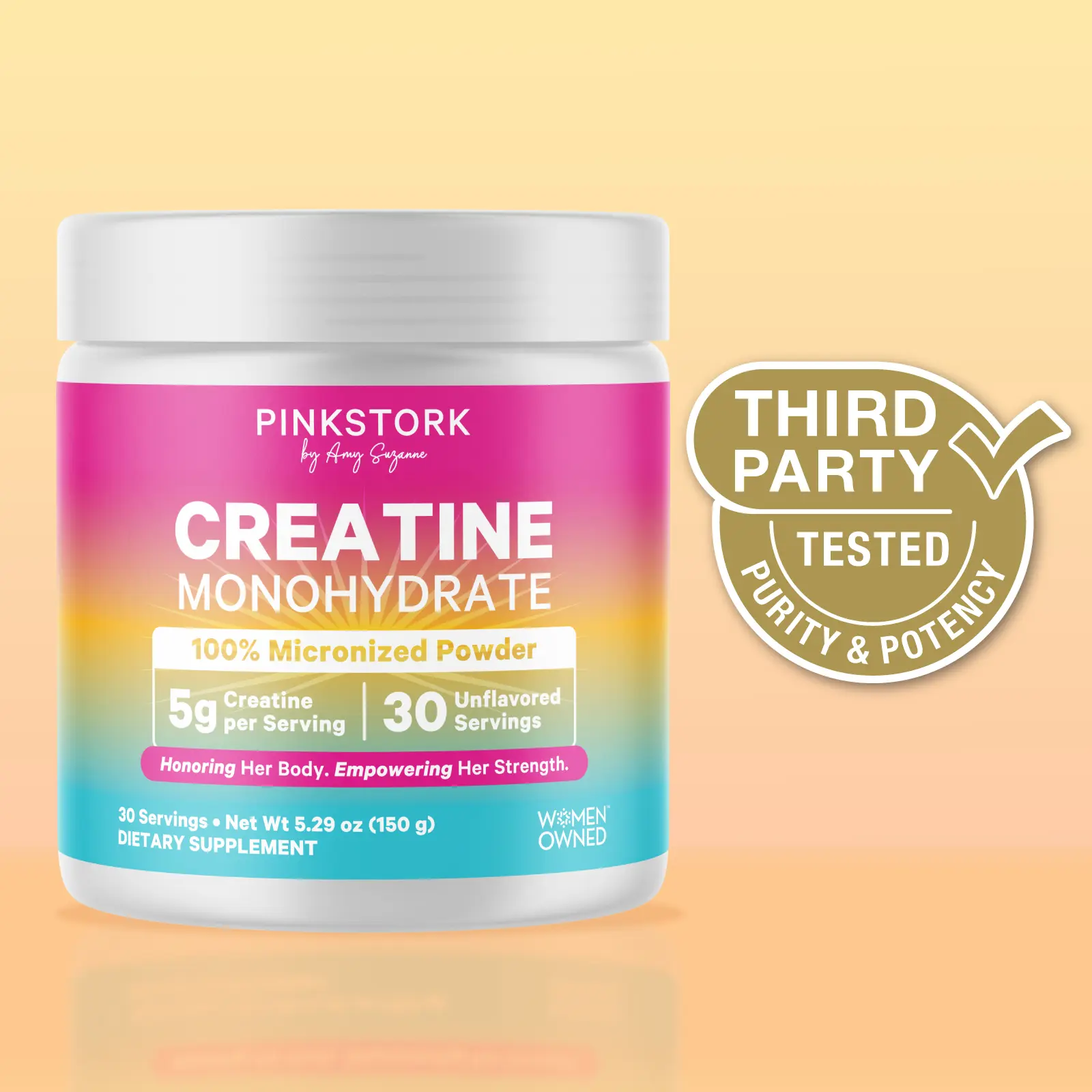 Pink Stork Creatine Monohydrate 5g Micronized Powder for Women 30 Servings Clean Unflavored Easy Mixing Essential Aminos Fitness Support