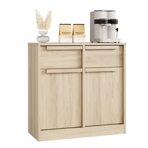 31.5" Modern Pear Wood Sideboard Buffet Cabinet - 2 Drawers, 2 Doors - Storage Buffet Table for Kitchen, Dining Room - Coffee Bar Cabinet