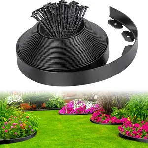【FathersDayGift】Garden Landscape Edging, 100 ft x 2 in Plastic Garden Border Edging with 120 Spikes, No Dig, Tool-Free, Flexible Lawn Edgings Roll, UV-Resistant Mini Fence Borders Pathway Edgings for Flower Beds Yard Paver Landscaping