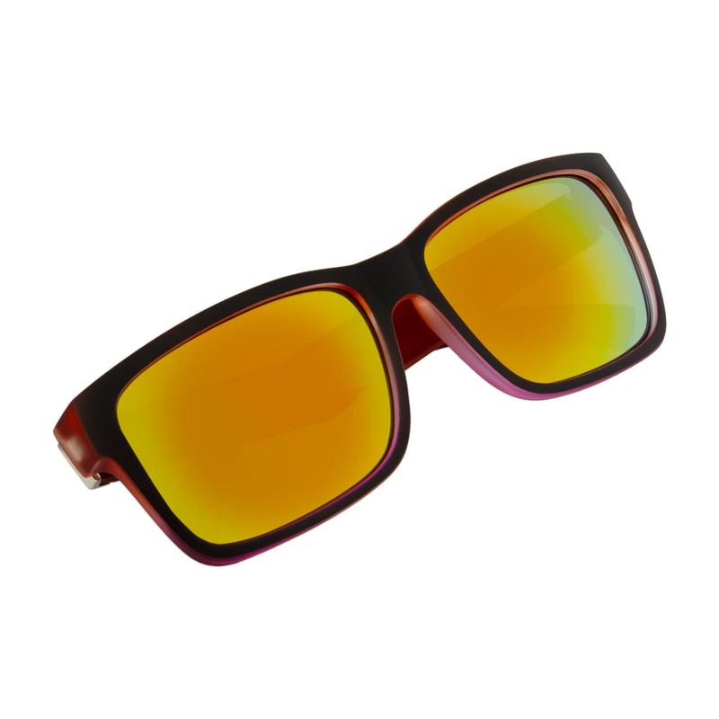 ENZO - Modern Sports Thick Square Sunglasses Black-Red Orange Mirror