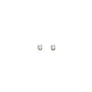 14K Gold 2MM Round CZ Earrings