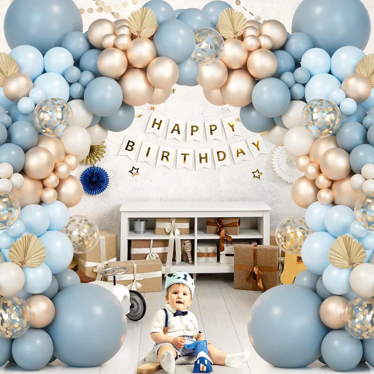 Macaroon Blue Balloon Garland Arch Kit,111pcs Dusty Blue Latex