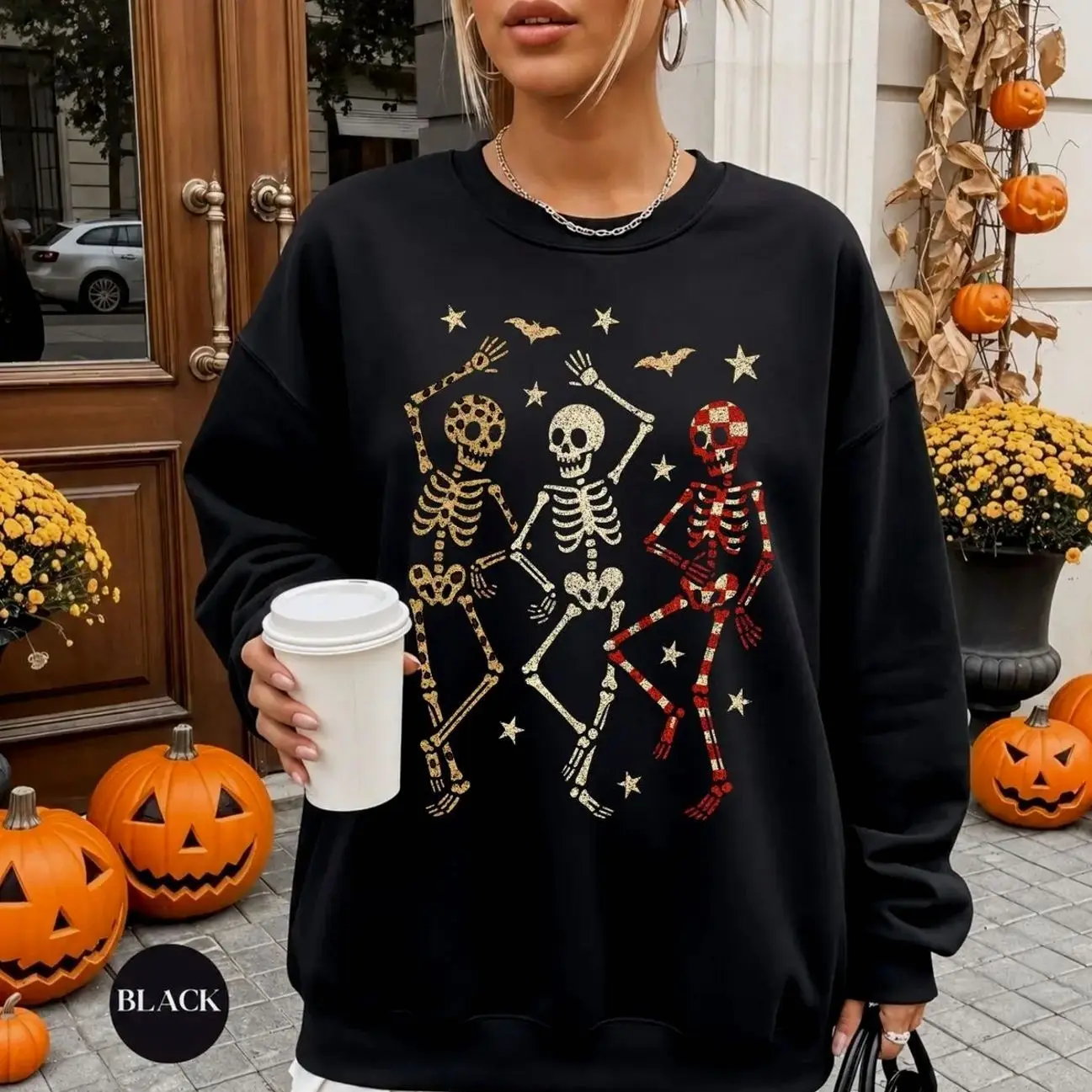 Vintage Dancing Skeletons Sweatshirt, Retro Halloween Gildan Sweatshirt, Fall Skeletons Oversized Women's Sweatshirt, Spooky Season Gift, Cute Fall Halloween Apparel, Halloween Gift For Women.